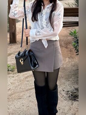 ZARA Taupe brown skort (pre owned)